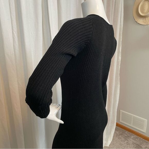 Margaret O’Leary Wool Knit Ribbed Midi Dress Size M/L - Picture 7 of 9